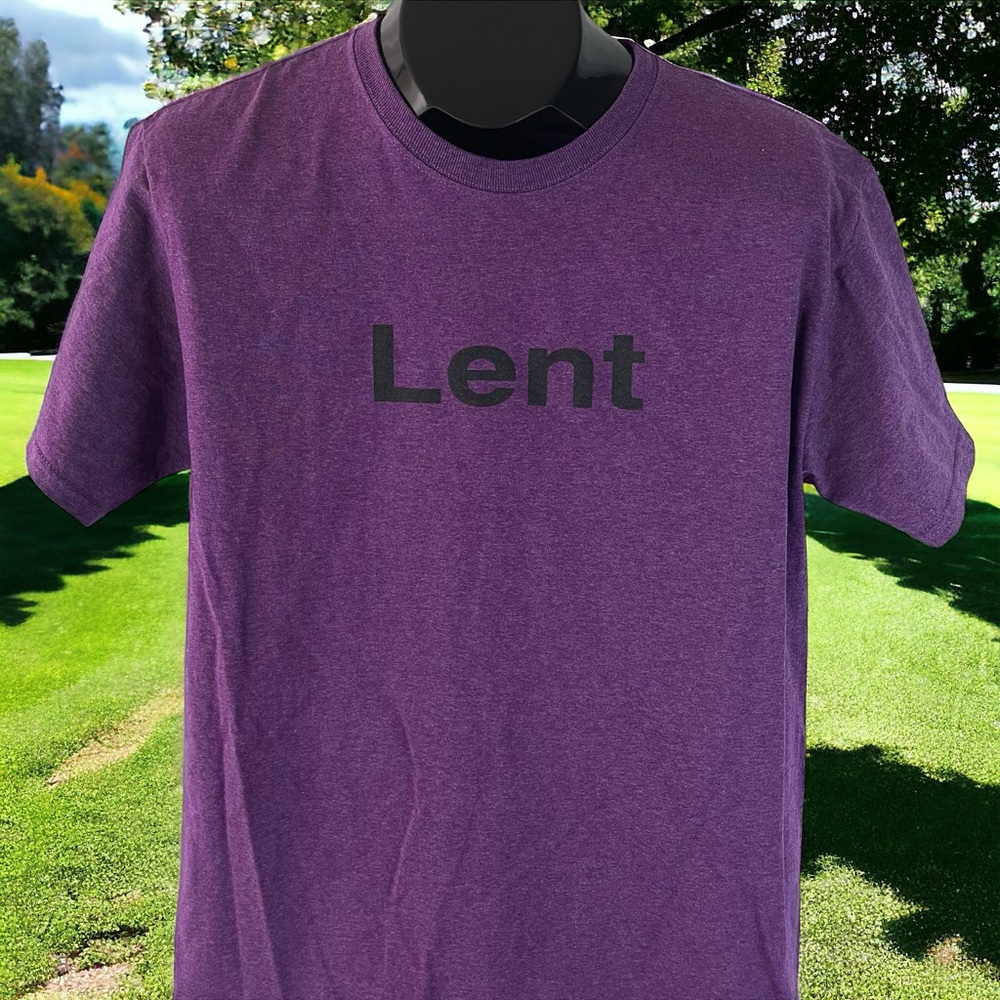 Black on Purple “Lent” T-Shirt Printed on Fruit of the Loom Men’s Size Medium - Picture 5 of 8